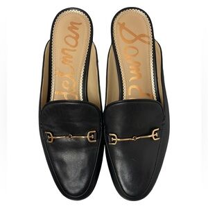 Sam Edelman “Linnie” Black Mules With Gold Accent Women’s 8